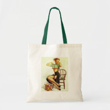 Vintage retro Gil Elvgren Knitting Pin Up Girl Bag
