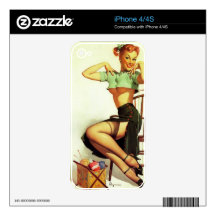 Vintage retro Gil Elvgren Knitting Pin Up Girl Skin For iPhone 4