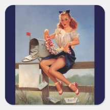 Vintage Retro Gil Elvgren Mail Box Pinup Girl Sticker