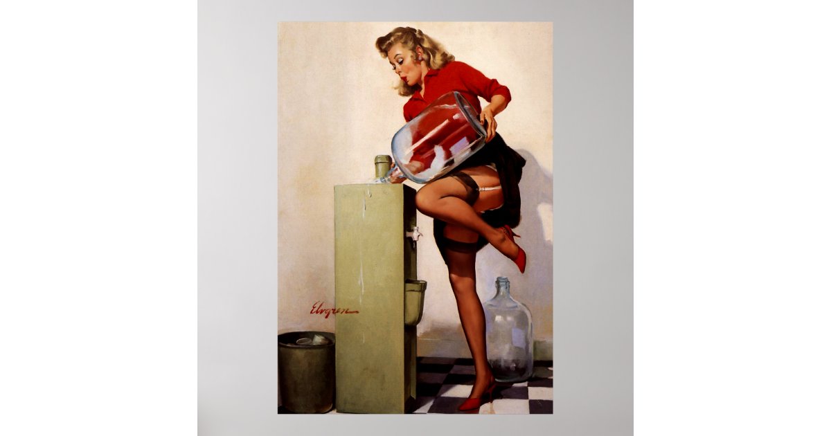 Vintage Retro Gil Elvgren Office Pinup Girl Poster Zazzle