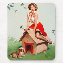 Vintage Retro Gil Elvgren Pin Up Girl Mouse Pad