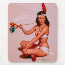 Vintage Retro Gil Elvgren Pin Up Girl Mousepad