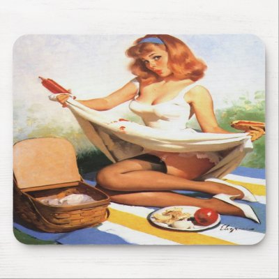 Vintage Retro Gil Elvgren Pin Up Girl Mousepads by vintagegiftmall