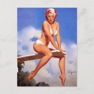 Vintage Retro Gil Elvgren Pin Up Girl Postcard