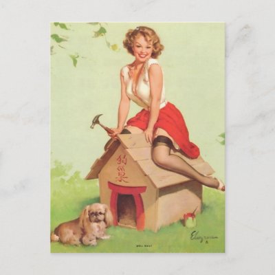 Elvgren  Girls on Vintage Retro Gil Elvgren Pin Up Girls Cards Post Card