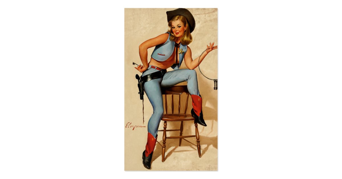 Vintage Retro Gil Elvgren Sheriff Pin Up Girl Business Card Zazzle