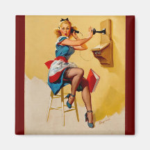 Vintage Retro Gil Elvgren telephone pin up Girl Fridge Magnets