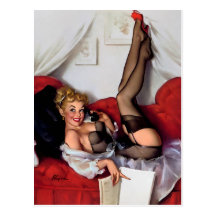 Vintage Retro Gil Elvgren Telephone Pinup girl Postcards