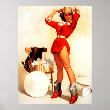 Vintage Retro Gil Elvgren Western Pin UP Girl Poster