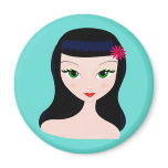 Vintage Retro Girl / Blue magnets