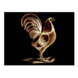 Vintage Retro Golden Rooster Altered Light Design Postcards