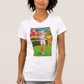 Vintage Retro Kitsch Pin Up Golfing Women Golfer T-shirts