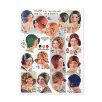Vintage Retro Kitsch Women 20s Women's Hats Ad Postcards