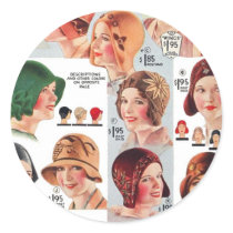 Vintage Retro Kitsch Women 20s Women's Hats Ad Stickers