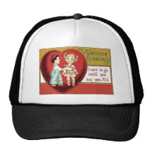 Vintage Retro Little Couple Valentine Card Hats