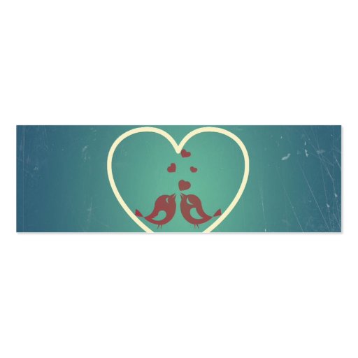 Vintage Retro Love Birds Hearts Teal BlueTurquoise Business Card (front side)