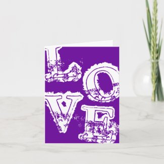 Vintage Retro Love Notecard - Purple card