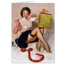Vintage Pinup  on Vintage Retro Pinup Art Gil Elvgren Pin Up Girl Greeting Card