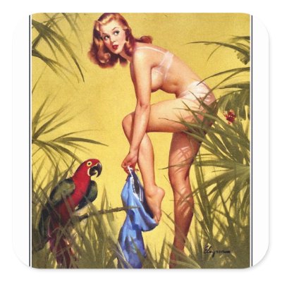 Vintage   on Vintage Retro Pinup Art Gil Elvgren Pin Up Girl Stickers From Zazzle