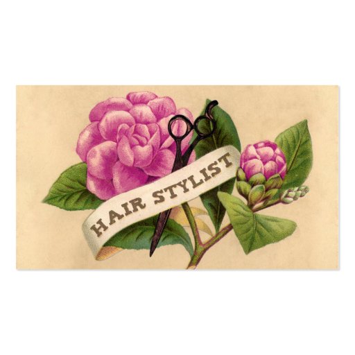 vintage retro rose orchid hairstylist hair stylist business card (front side)