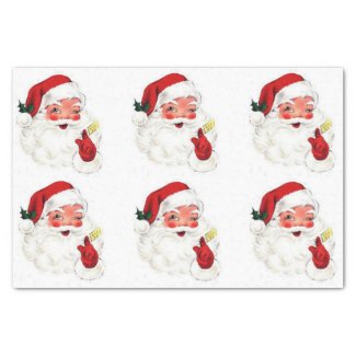 Vintage Retro Santa Gift Christmas Tissue Paper 10" X 15" Tissue Paper
