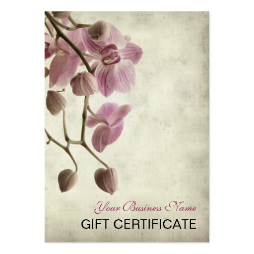 Vintage Retro Simple Floral Gift Certificate Business Card Template (front side)