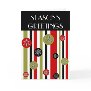 vintage retro stripes, SEASON'S GREETINGS Card
