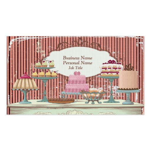Vintage Retro Sweet Candy Bakery Bar Profile Card Business Card Templates