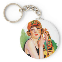 Vintage Retro Women 20s Deco Flapper Girl Pin Up Key Chain