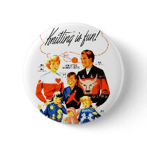 Vintage Retro Women 60s Knitting is Fun! Pin