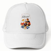 Vintage Retro Women 60s Knitting is Fun! Trucker Hats
