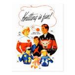 Vintage Retro Women 60s Knitting is Fun! Post Card