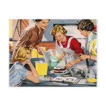 Vintage Retro Women Ad Let's Bake a Cake Post Cards