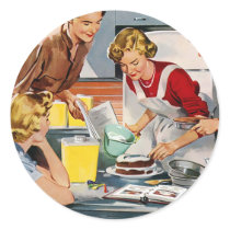 Vintage Retro Women Ad Let's Bake a Cake Sticker