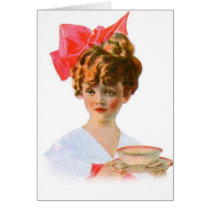 Vintage Retro Women Breakfast Advertising Girl Greeting Cards
