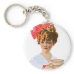 Vintage Retro Women Breakfast Advertising Girl keychains