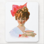 Vintage Retro Women Breakfast Advertising Girl mousepads