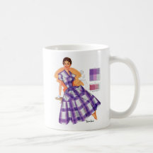 Vintage Retro Women Fashion Frock Plaid Ad Coffee Mug