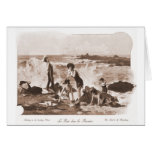 Vintage Retro Women French Victorian Woman Seaside Card