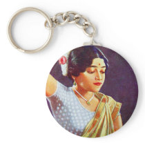 Vintage Retro Women India Indian Women Beauty Keychains