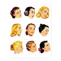 Vintage Retro Women Kitsch 50s Head Portraits Post Cards