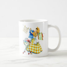 Vintage Retro Women Kitsch Laundry Day Mugs