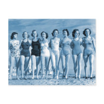 Vintage Retro Women Kitsch Surfing Beach Nuts Postcard