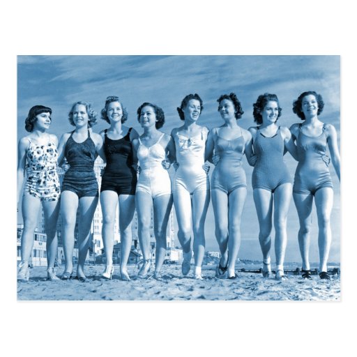 Vintage Retro Women Kitsch Surfing Beach Nuts Postcard