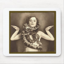 Vintage Retro Women Sideshow Snake Charmer Mousepads