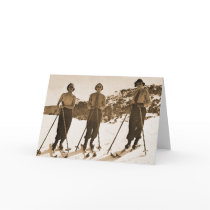 Vintage Retro Women Skiing 'Ski Bums 1942' Greeting Card