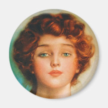 Vintage Retro Women Thirties Beauty Portrait Fridge Magnet