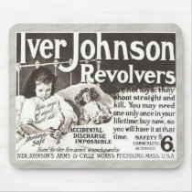 Vintage Revolver Ad - Don't Try This At Home! Mouse Pads