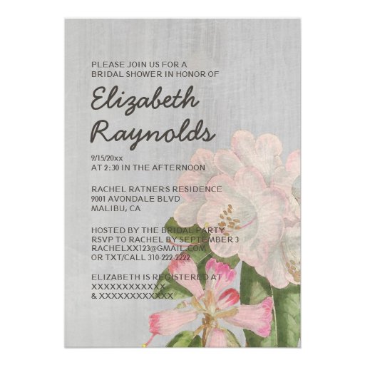 Vintage Rhododendron Bridal Shower Invitations
