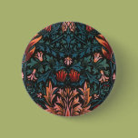 Vintage Rich Blue and Rose Design Buttons